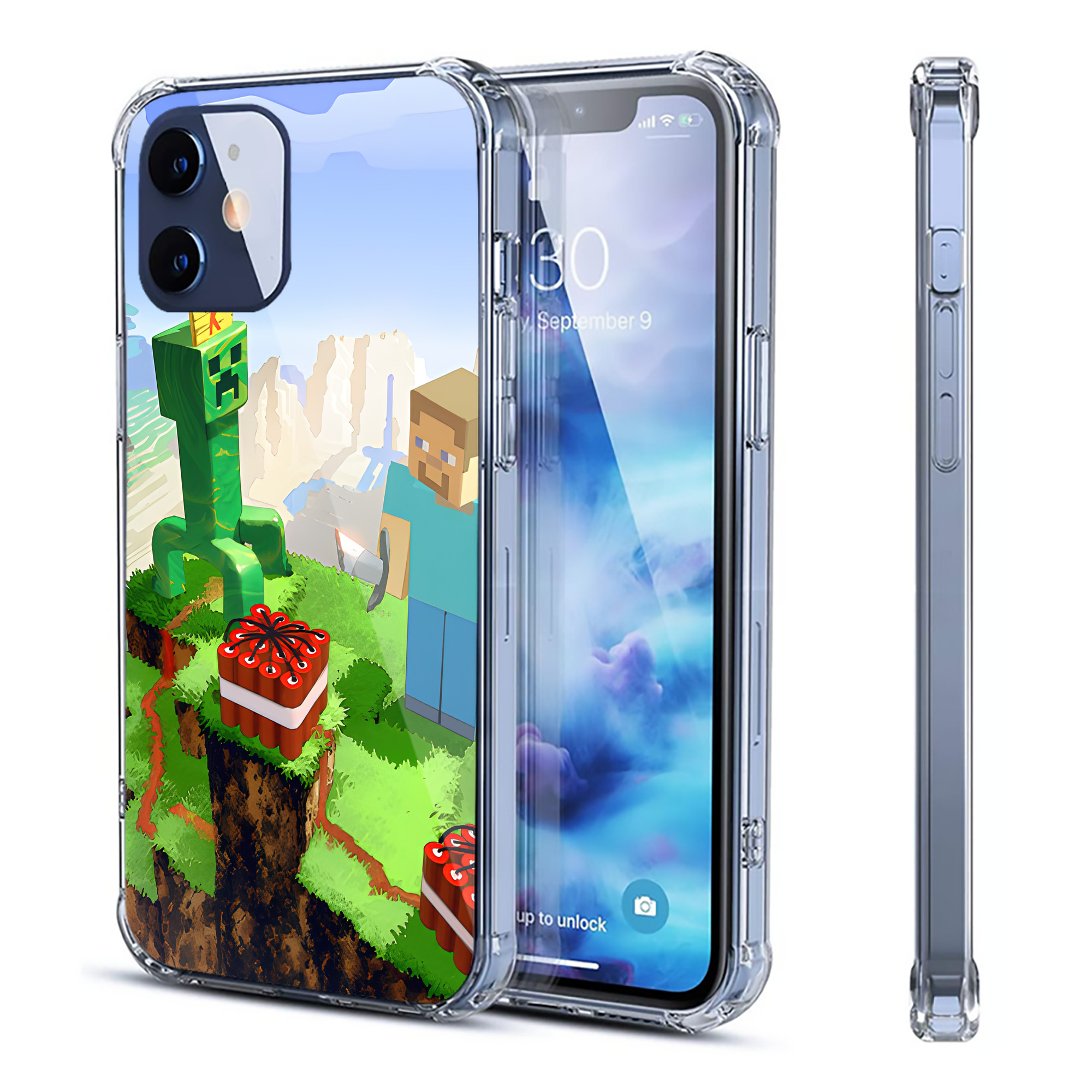 （画像用） マインクラフト ブロックの世界 Minecraft MC Block world 【iPhone 12シリーズ対応】透明スマホケース（クリアソフトケース）